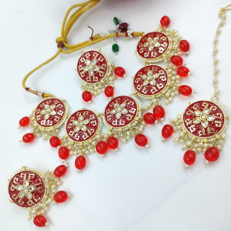 Akruti Collection Kundan And Meenakari Necklace Set