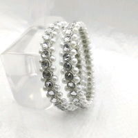 Star Bangles Silver Plated Pearl Bangle Set