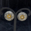 Infinity Jewels Oxidised Plated Pota Stone Stud Earrings