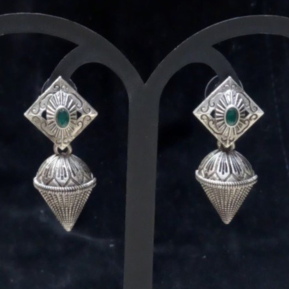 Infinity Jewels Oxidised Plated Pota Stone Dangler Earrings