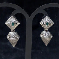 Infinity Jewels Oxidised Plated Pota Stone Dangler Earrings