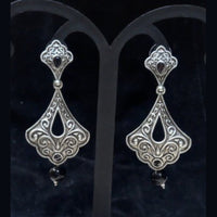 Infinity Jewels Oxidised Plated Pota Stone Dangler Earrings