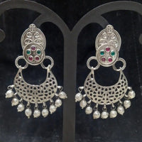 Infinity Jewels Oxidised Plated Pota Stone Dangler Earrings