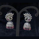 Infinity Jewels Oxidised Plated Pota Stone Jhumki Earrings