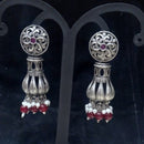 Infinity Jewels Oxidised Plated Pota Stone Dangler Earrings