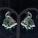 Infinity Jewels Oxidised Plated Pota Stone Dangler Earrings