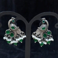 Infinity Jewels Oxidised Plated Pota Stone Dangler Earrings