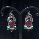 Infinity Jewels Oxidised Plated Pota Stone Dangler Earrings