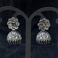 Infinity Jewels Oxidised Plated Pota Stone Jhumki Earrings