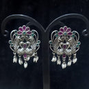 Infinity Jewels Oxidised Plated Pota Stone Dangler Earrings