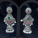 Infinity Jewels Oxidised Plated Pota Stone Jhumki Earrings