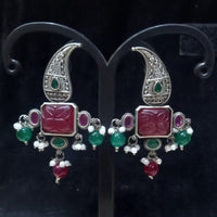 Infinity Jewels Oxidised Plated Pota Stone Dangler Earrings