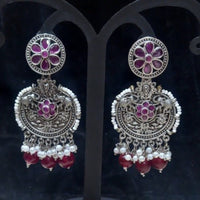 Infinity Jewels Oxidised Plated Pota Stone Dangler Earrings