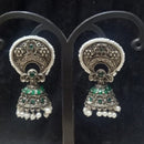 Infinity Jewels Oxidised Plated Pota Stone Jhumki Earrings