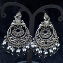 Infinity Jewels Oxidised Plated Pota Stone Dangler Earrings