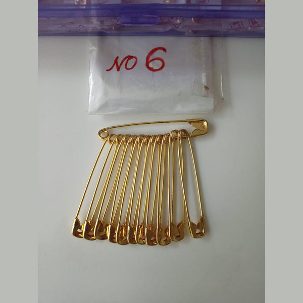 JP Hair Pins 6 Stainless Steel Safety Pin (Gold) Ultra Deluxe