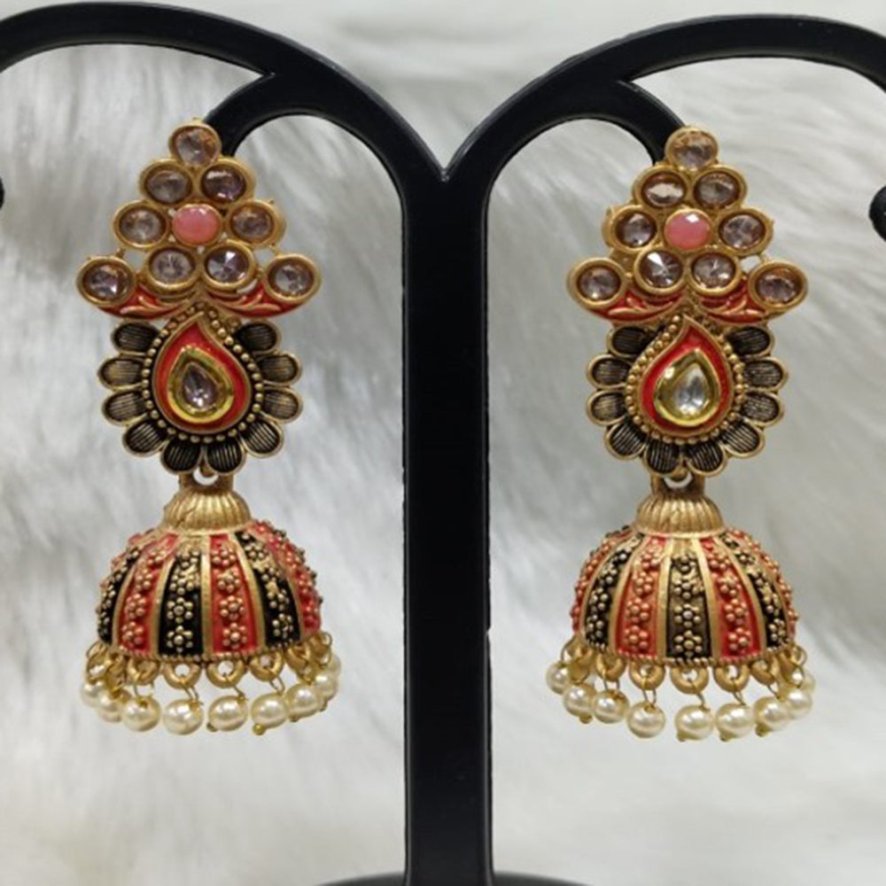 Infinity Jewels Gold Plated Austrian Stone Jhumki Earrings