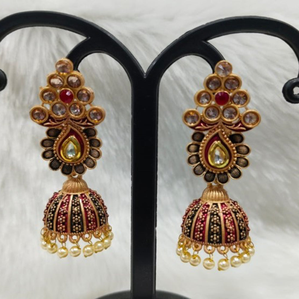 Infinity Jewels Gold Plated Austrian Stone Jhumki Earrings