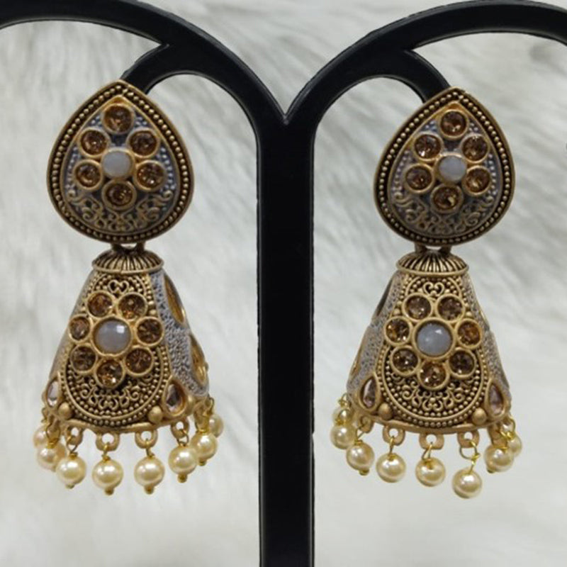 Infinity Jewels Gold Plated Austrian Stone Jhumki Earrings