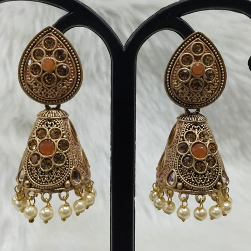 Infinity Jewels Gold Plated Austrian Stone Jhumki Earrings