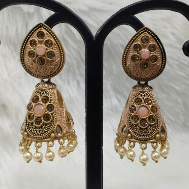 Infinity Jewels Gold Plated Austrian Stone Jhumki Earrings