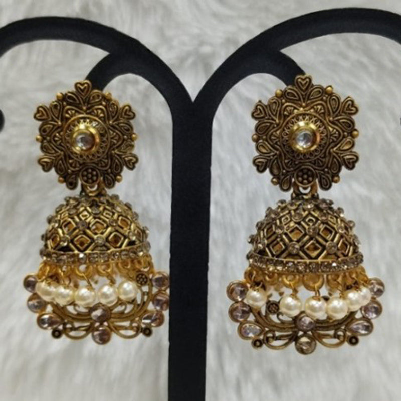 Infinity Jewels Gold Plated Austrian Stone Jhumki Earrings