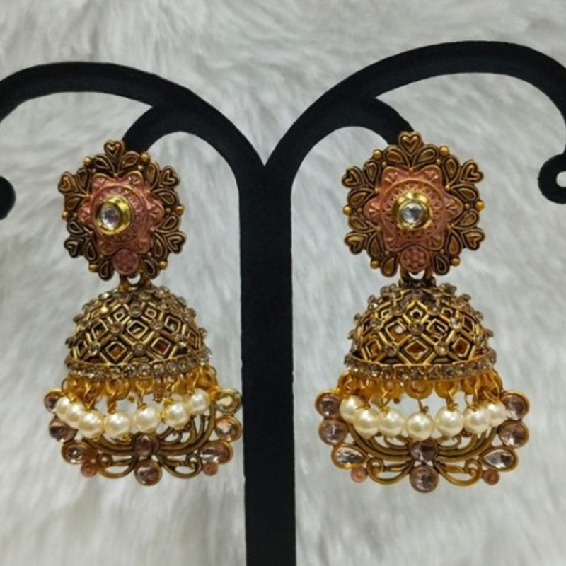 Infinity Jewels Gold Plated Austrian Stone Jhumki Earrings