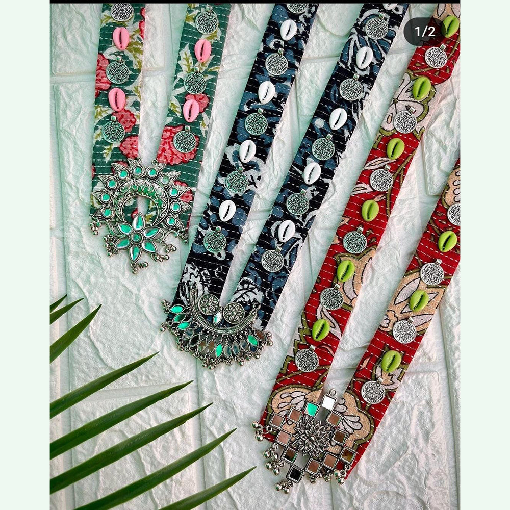 Shrijicreation Oxidised Navratri Long Necklace Set (one Piece )