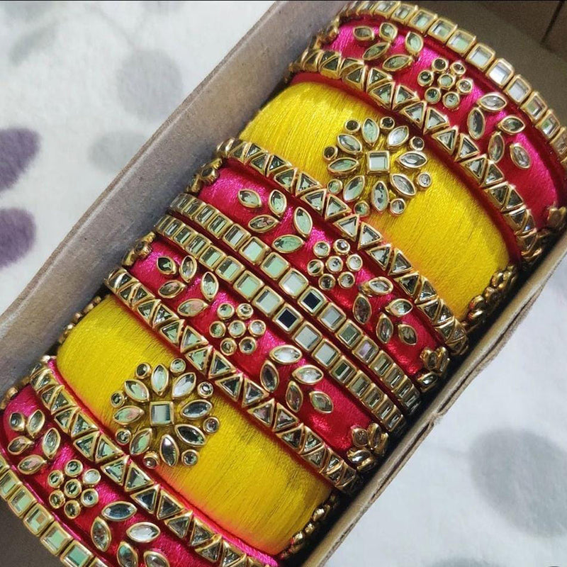 Shrijicreation Mirror And Thread Handmade Bangles Set