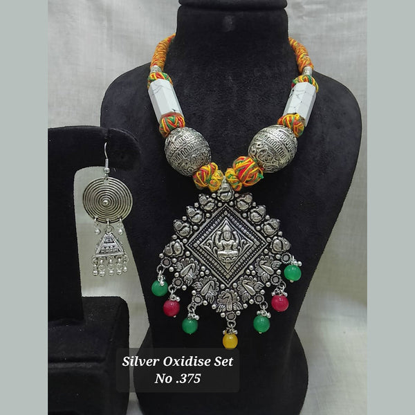 Jyoti Arts Oxidised Plated Temple Necklace Set