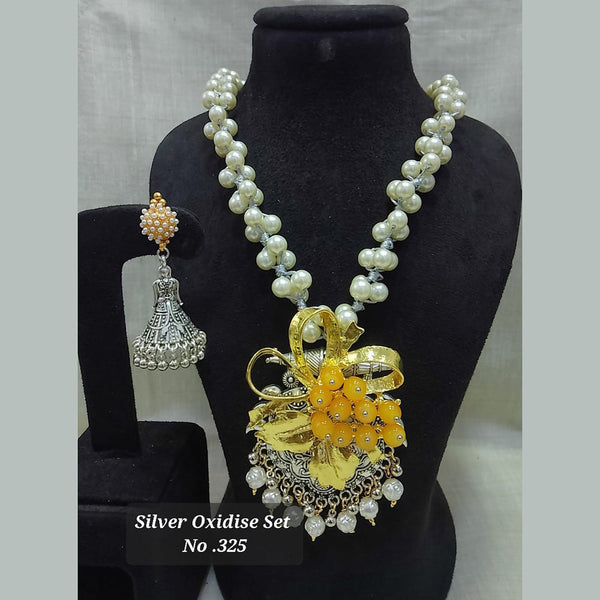 Jyoti Arts Oxidised Plated Long Necklace Set