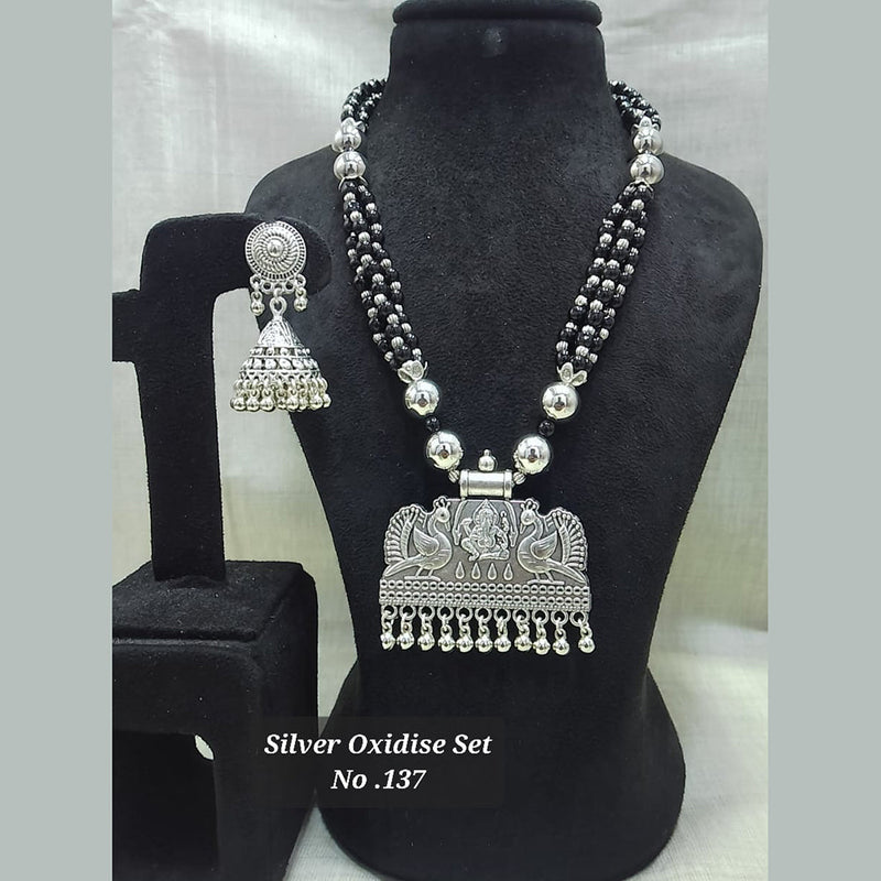 Jyoti Arts Oxidised Plated Long Necklace Set