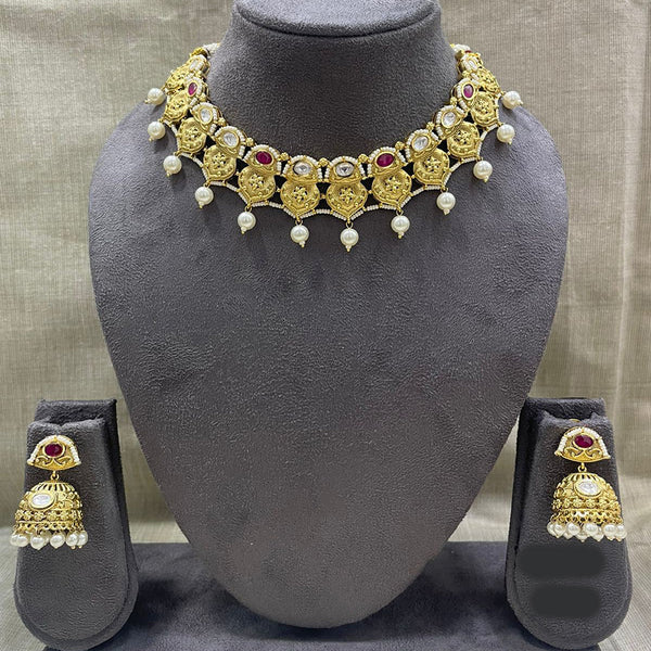 Jyoti Arts Gold Plated Pota Stone Necklace Set