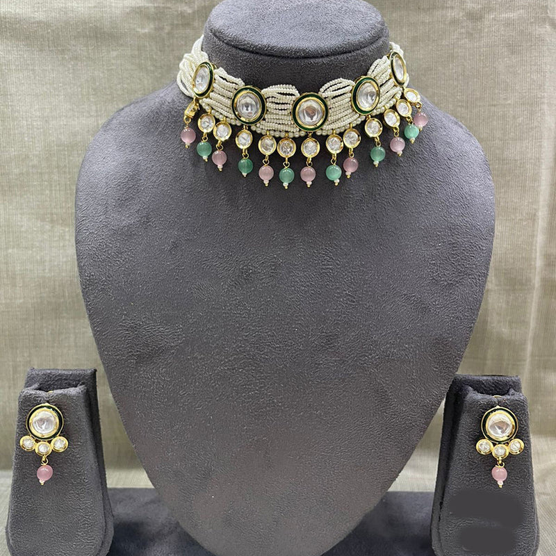 Jyoti Arts Gold Plated Kundan Choker Necklace Set