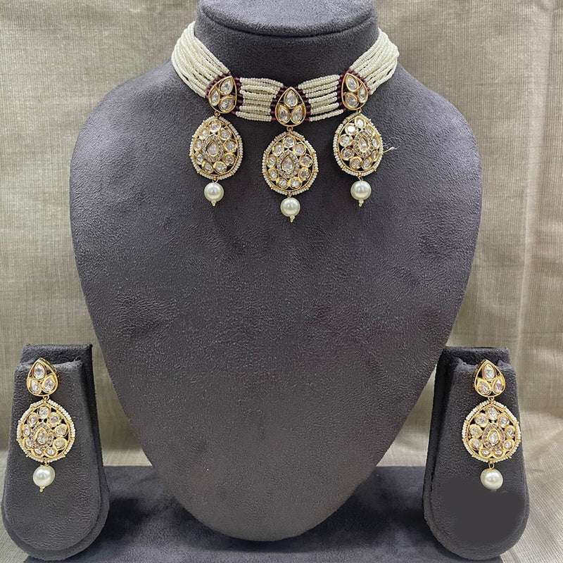 Jyoti Arts Gold Plated Kundan Choker Necklace Set