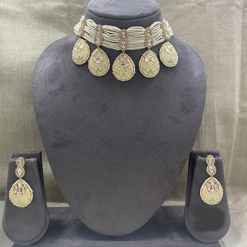 Jyoti Arts Gold Plated Kundan Choker Necklace Set