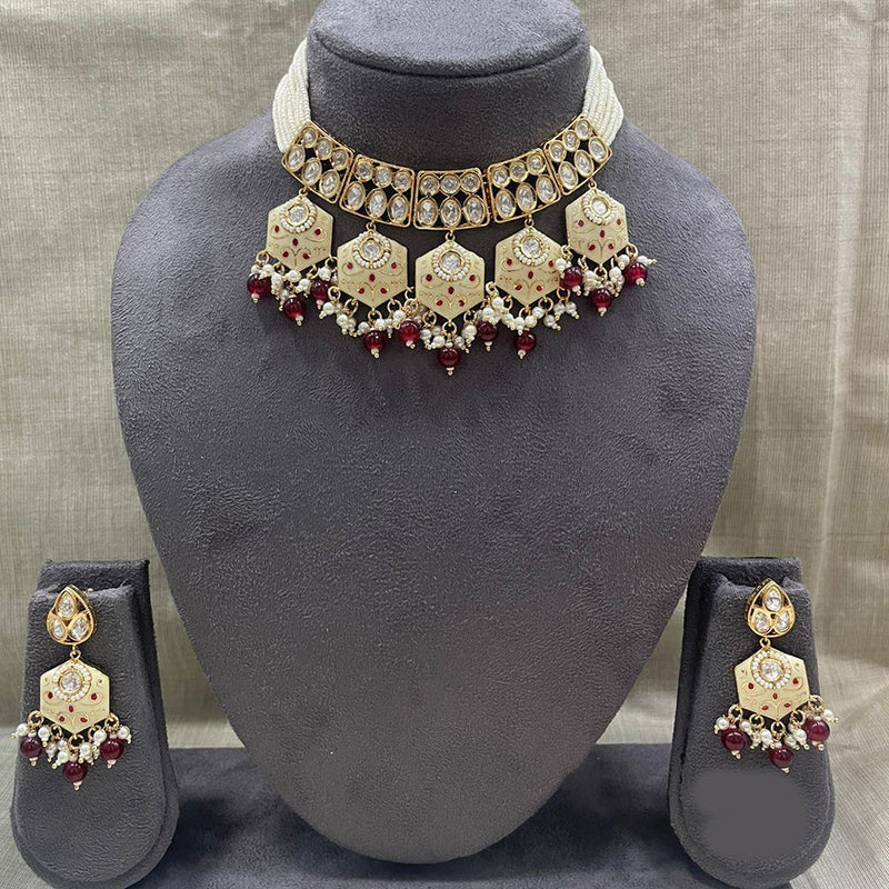 Jyoti Arts Gold Plated Kundan Choker Necklace Set