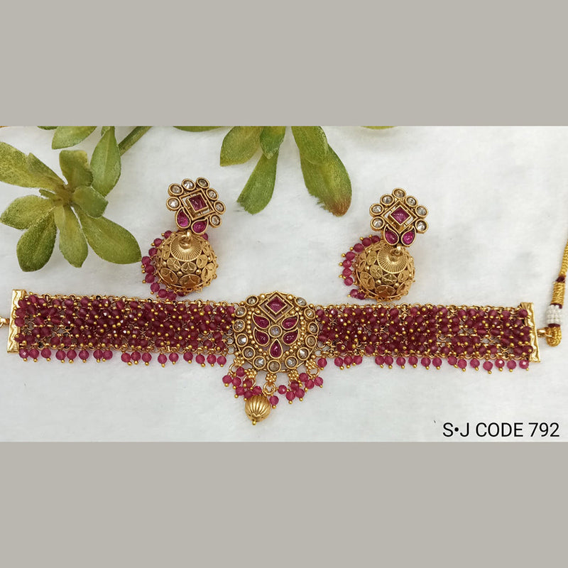 Shubham Creations Copper Gold Choker Nekclace Set