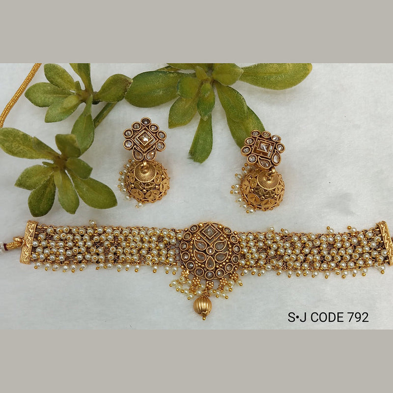 Shubham Creations Copper Gold Choker Nekclace Set