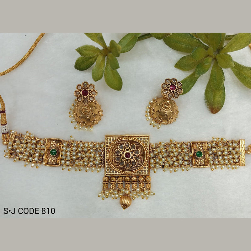 Shubham Creations Copper Gold Choker Nekclace Set