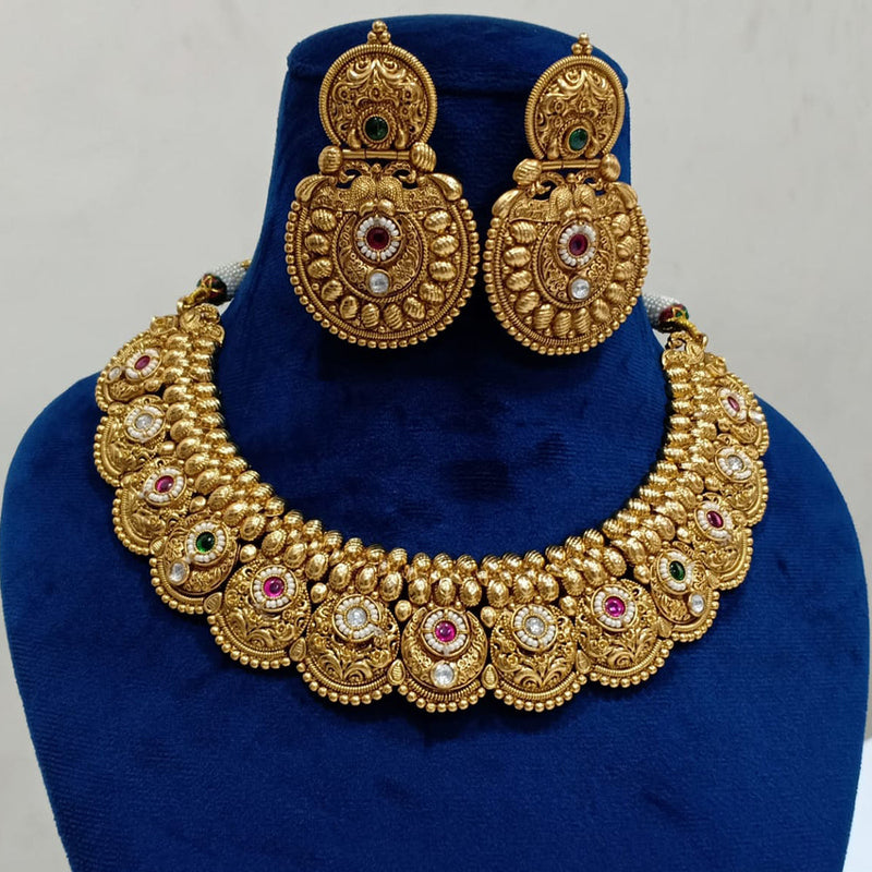 Shubham Creations Copper Gold Plated Necklace Set