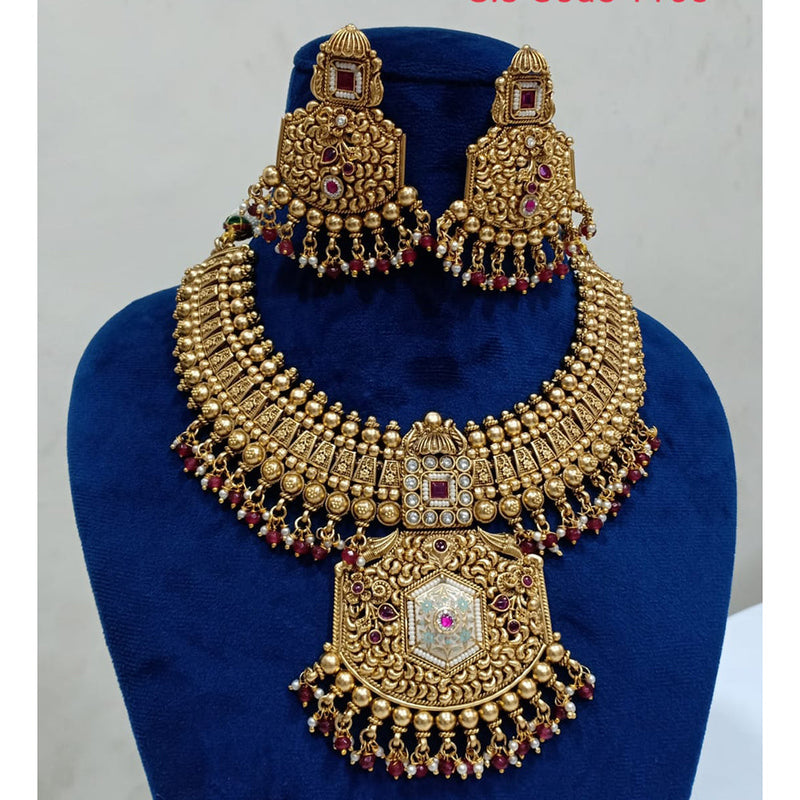 Shubham Creations Copper Gold Plated Necklace Set