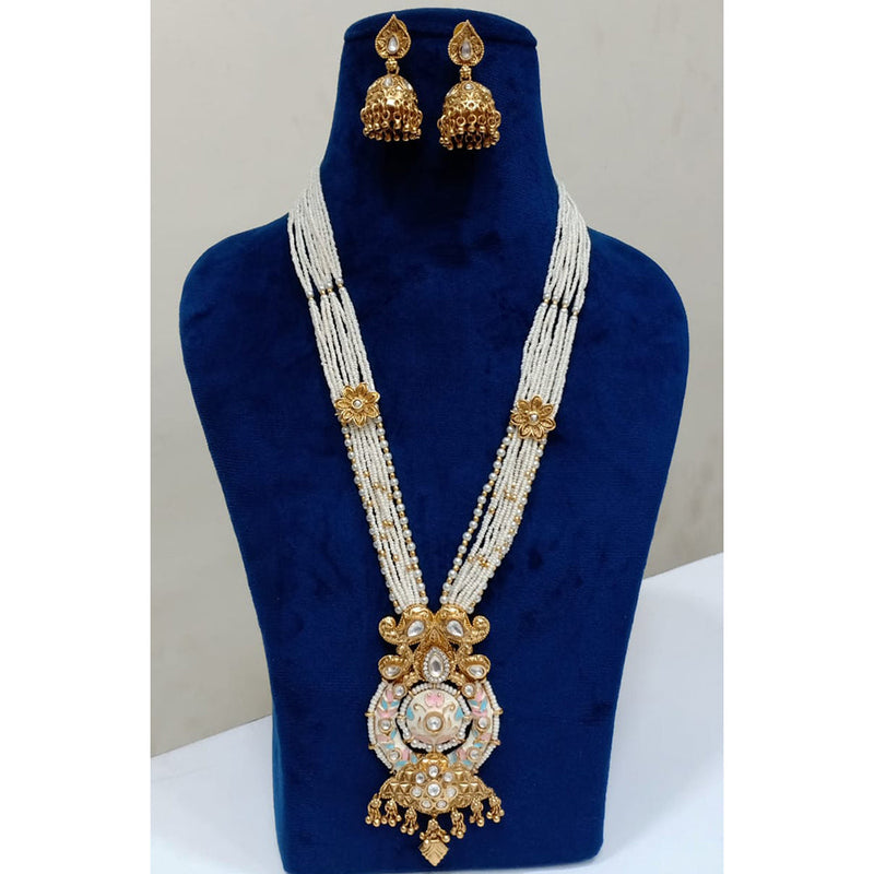 Shubham Creations Copper Gold Plated Long  Necklace Set