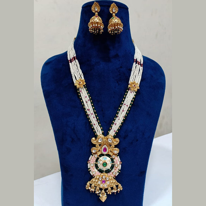 Shubham Creations Copper Gold Plated Long  Necklace Set