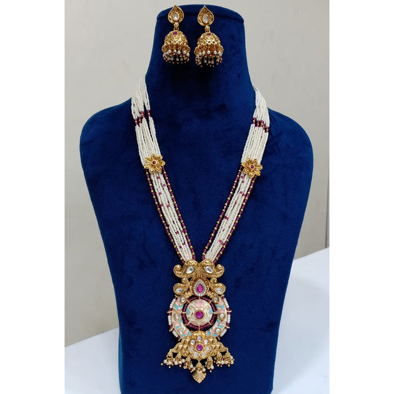 Shubham Creations Copper Gold Plated Long  Necklace Set