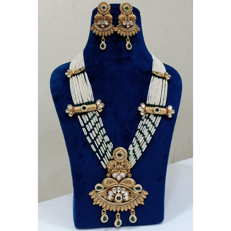 Shubham Creations Copper Gold Plated Long  Necklace Set