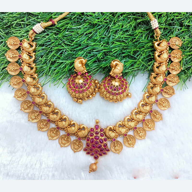 Shubham Creations Copper Gold Pota Necklace Set