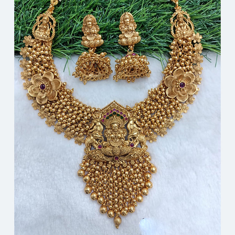 Shubham Creations Copper Gold Temple Necklace Set