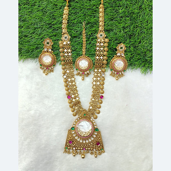 Shubham Creations Copper Gold Pota Long Necklace Set