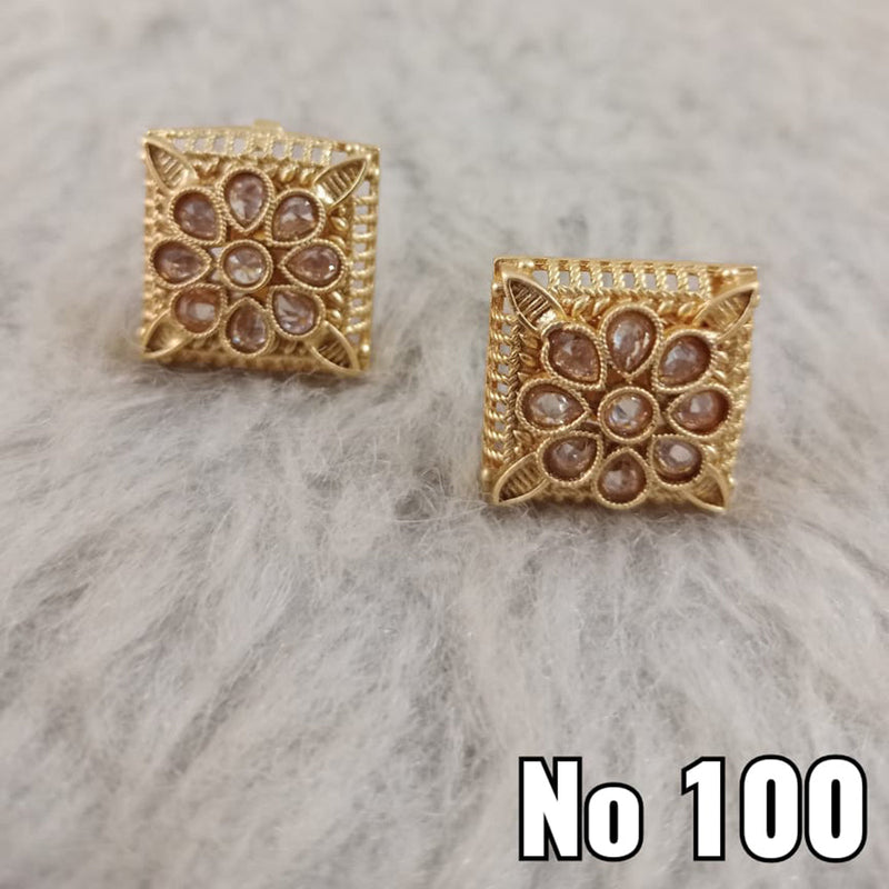 Bhavi Kundan Stone Gold Plated Stud Earrings